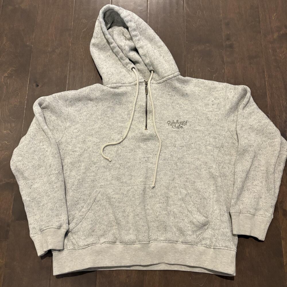 Rainforest Cafe Hoodie Mens Small Gray Half Zip Pullover‎ Embroidered Sweatshirt